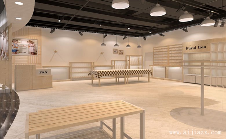  暖色調(diào)的商場(chǎng)童裝專(zhuān)柜展示區(qū)裝修效果圖